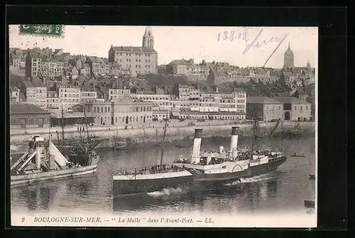 AK Boulogne-sur-Mer, La Malle dans l`Avant-Port