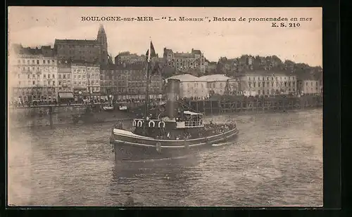 AK Boulogne-sur-Mer, La Morinie, Bateau de promenade en mer