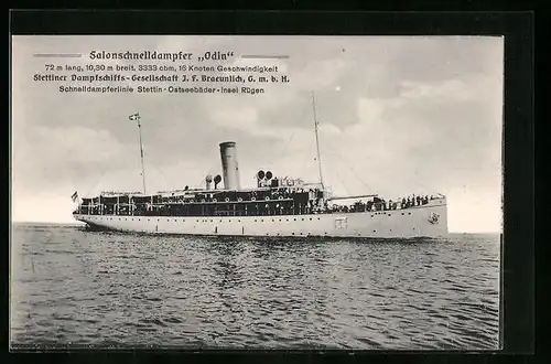 AK Salon-Schnelldampfer Odin in der Gesamtansicht