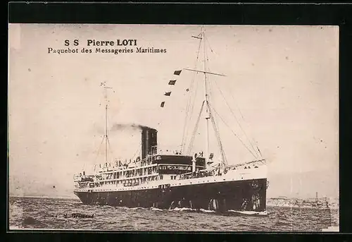 AK Passagierschiff SS Pierre Loti in Flaggengala