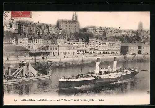 AK Boulogne-sur-Mer, La Malle dans l`avant-port