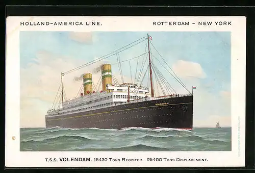 AK Passagierschiff TSS Volendam der Holland-America-Line