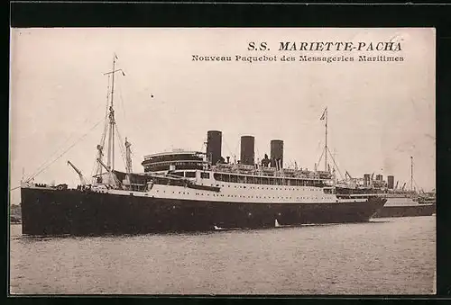 AK Passagierschiff SS Mariette-Pacha den Hafen verlassend