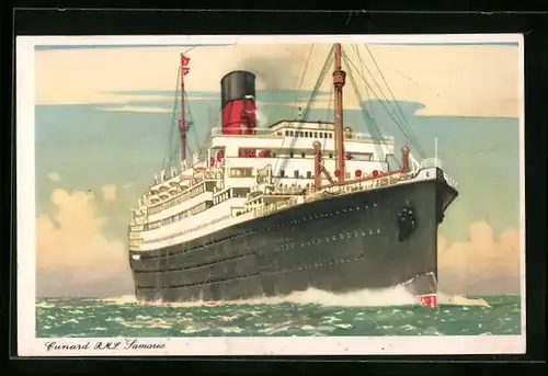 AK Passagierschiff RMS Lamaria der Cunard Line in voller Fahrt