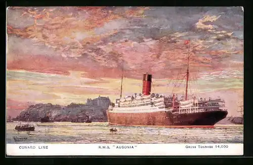 Künstler-AK Passagierschiff RMS Ausonia der Cunard Line