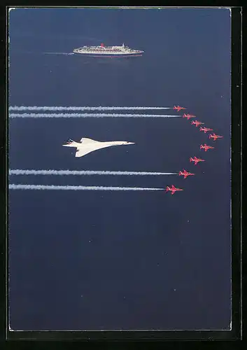 AK Verkehrs-Flugzeug vom Typ Concorde, Red Arrows, Passagierschiff
