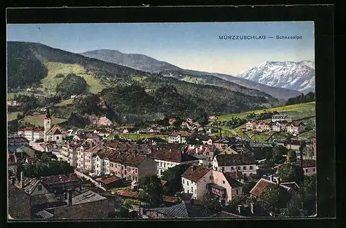 AK Mürzzuschlag, Ortsansicht mit Schneealpe