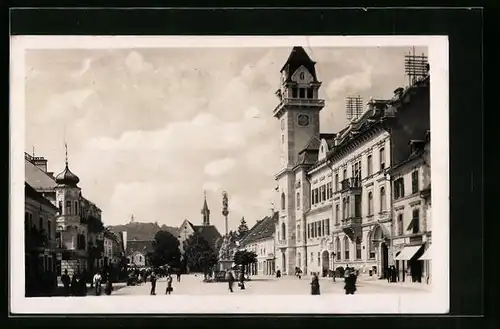 AK Leibnitz, Strassenpartie mit Denkmal