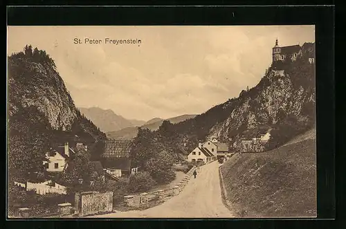 AK Sankt Peter-Freienstein, Ortspartie mit Landstrasse