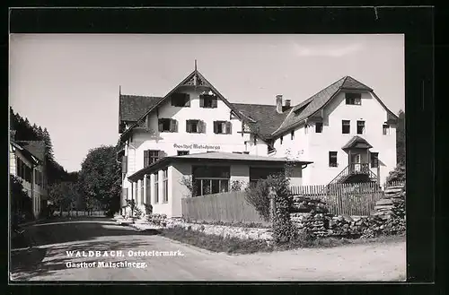 AK Waldbach, Strassenpartie am Gasthof Matschinegg