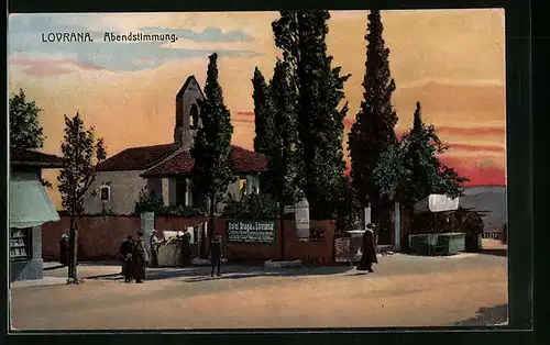 AK Lovrana, Strassenpartie in der Dämmerung