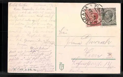 AK Lovrana, Strassenpartie in der Dämmerung