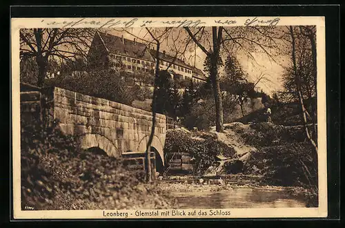 AK Leonberg, Glemstal mit Blick auf das Schloss