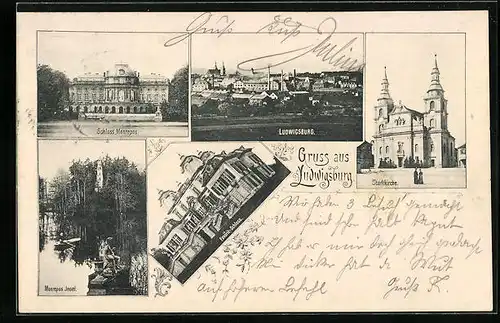 AK Ludwigsburg, Schloss Monrepos, Stadtkirche, Monrepos Insel