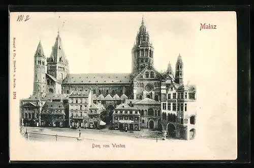 Relief-AK Mainz, Dom von Westen