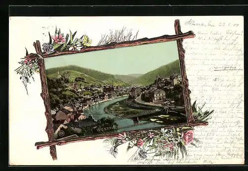 AK Altena i. W., Ortsansicht aus der Vogelschau