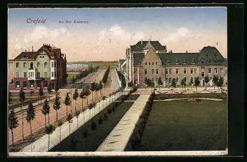 AK Crefeld, Strassenpartie an der Kaserne