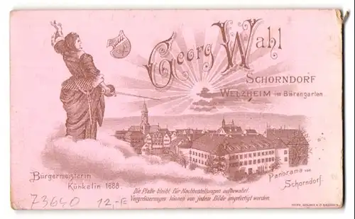 Fotografie Georg Wahl, Schorndorf, Ansicht Schorndorf, Bürgermeisterin Künkelin wacht über die Stadt, 1688