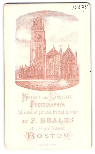 Fotografie F. Beales, Boston, High Street 31, Ansicht Boston, Blick auf die Saint Botolph Kirche