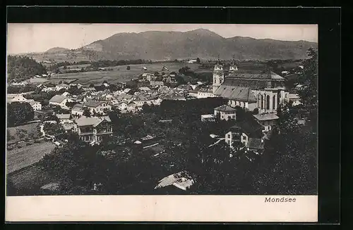 AK Mondsee, Teilansicht mit Kirche