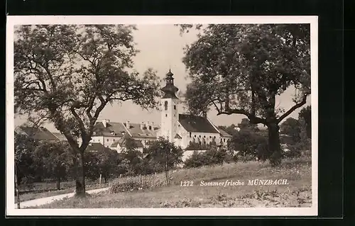 AK Münzbach, Ortspartie mit Kirche