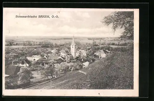 AK Saxen, Teilansicht mit Kirche