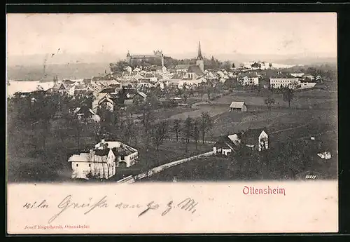 AK Ottensheim, Ortsansicht aus der Vogelschau