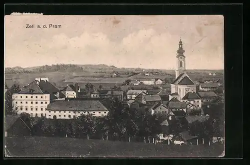 AK Zell a. d. Pram, Ortsansicht mit Kirche