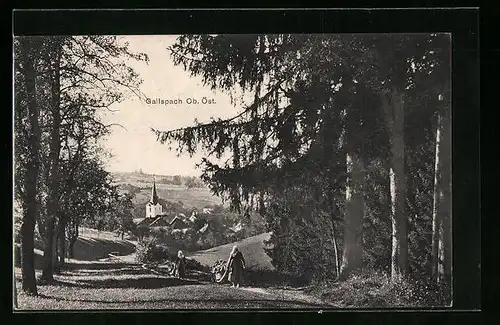 AK Gallspach, Blick von einer Anhöhe auf den Ort