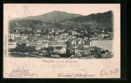 AK Gmunden, Ortsansicht von der Marienwarte