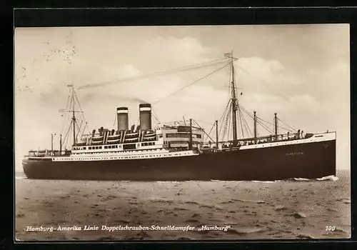 AK Doppelschrauben-Schnelldampfer und Passagierschiff Hamburg der Hamburg-Amerika Linie