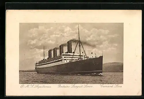 AK Britisches Passagierschiff RMS Aquitania der Cunard Line