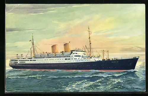 Künstler-AK Passagierschiff MS Berlin auf hoher See