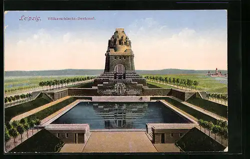 AK Leipzig, Völkerschlachtdenkmal, Mit Becken