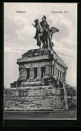 AK Coblenz, Deutsches Eck mit Kaiser Wilhelm-Denkmal