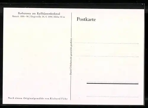 Künstler-AK Barbarossa am Kyffhäuserdenkmal