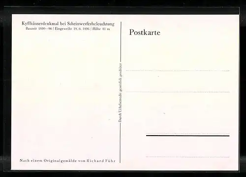 Künstler-AK Kyffhäuserdenkmal bei Scheinwerferbeleuchtung