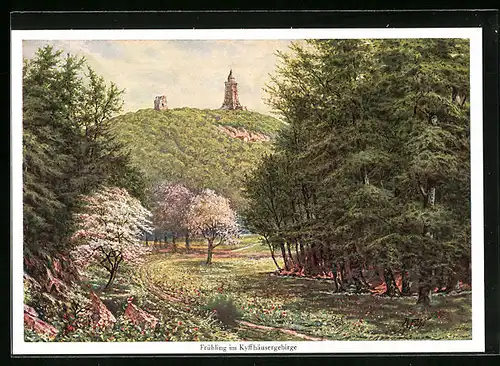 Künstler-AK Frühling im Kyffhäusergebirge