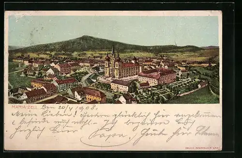 AK Maria-Zell, Teilansicht mit Kirche