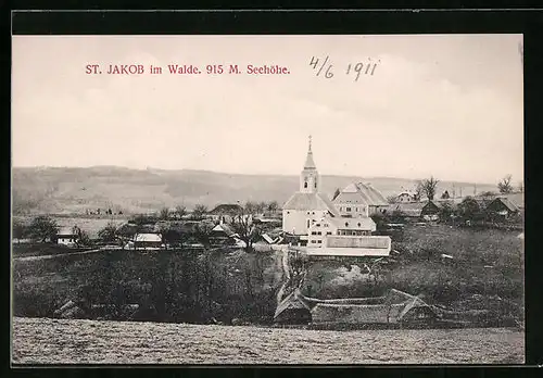AK St. Jakob /Walde, Blick auf die Kirche
