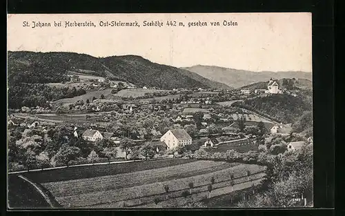 AK St. Johann /Herberstein, Blick in Ortschaft von Osten aus