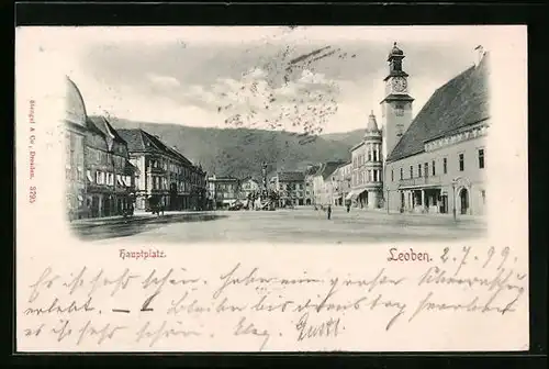 AK Leoben, Ansicht Hauptplatz mit Kirche