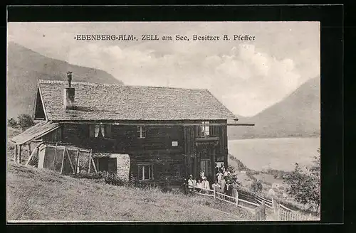 AK Zell /See, Blick auf Gasthaus Ebenberg-Alm