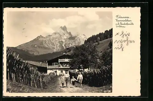 AK Filzmoos, Gasthaus Hammerlehen mit Blick zur Bischofsmütze