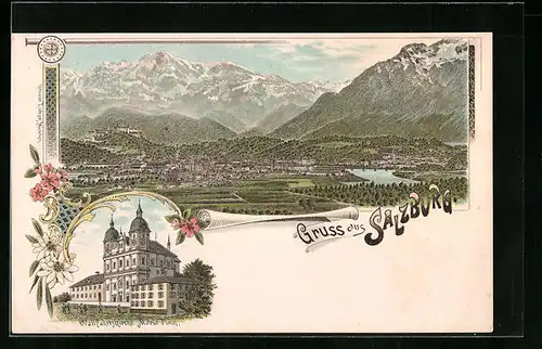 Lithographie Salzburg, Wallfahrtskirche Maria Plain