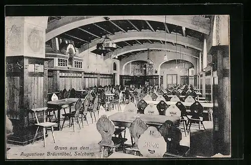 AK Salburg, Innenansicht vom Augustiner Bräustübel