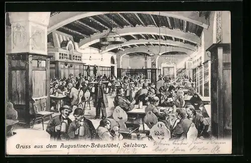 Künstler-AK Salzburg, Gäste im Augustiner Bräustübl