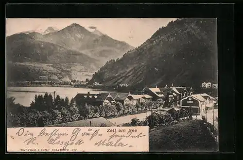 AK Zell am See, Teilansicht mit Bahnhof