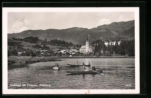 AK Goldegg im Pongau, Familie in Ruderbooten