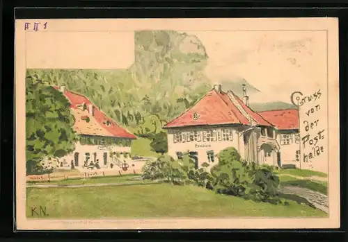 Künstler-AK Höllsteig, Pension Posthalde